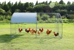 Large metal chicken coop upgrade three support steel wire impregnated plastic net cage, Oxford cloth silver plated waterproof UV protection, duck rabb