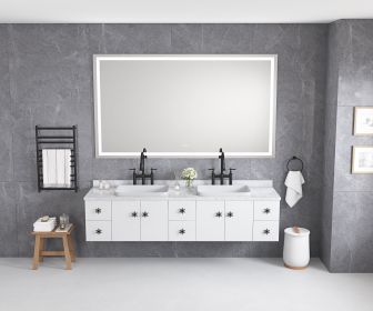 LED Bathroom Mirror 84 "x 48" with Front and Backlight, Large Dimmable Wall Mirrors with Anti-Fog, Shatter-Proof, Memory, 3 Colors, LED Vanity Mirror