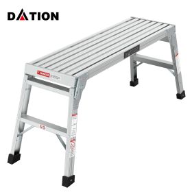 DATION Work Platform Aluminum Step Ladder Drywall Safe ANSI Approved of Capacity 225 LBS Medium Duty Portable Bench Folding Ladders Stool w/Non-Slip M