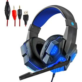 Gaming Headset for PS4 PC One PS5 Console Controller; Noise Cancelling Microphone Over Ear Stereo Headphones with Mic; LED Light; Bass Surround; Earmu