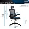 Techni Mobili Modern High-Back Mesh Executive Office Chair with Headrest and Flip-Up Arms; Black