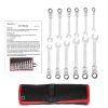 12Pc 8-19mm Metric Combination Wrench Flexible Head Ratchet Wrench Set Spanner Tool Set