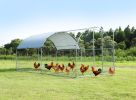 Large metal chicken coop upgrade three support steel wire impregnated plastic net cage, Oxford cloth silver plated waterproof UV protection, duck rabb