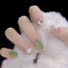 4 Packs (96 Pcs) Pink Green Gradient Press On Nails, Butterfly Shape Rhinestone Flower And Heart With Exquisite Design Acrylic Nails, Mixed Fake Nails