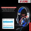 Gaming Headset for PS4 PC One PS5 Console Controller; Noise Cancelling Microphone Over Ear Stereo Headphones with Mic; LED Light; Bass Surround; Earmu