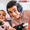 Gaming Headset for PS4 PC One PS5 Console Controller; Noise Cancelling Microphone Over Ear Stereo Headphones with Mic; LED Light; Bass Surround; Earmu