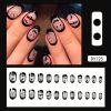 24pcs Glossy Medium Oval Fake Nails, Halloween Pumpkin Spider Web Bat With Design Press On Nails, Funny False Nails For Women Girls