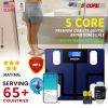 5 Core Smart Digital Bathroom Weighing Scale with Body Fat and Water Weight for People; Bluetooth BMI Electronic Body Analyzer Machine; 400 lbs.5 Core