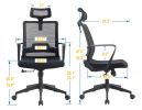 Allison Office Chair; Nylon Base; Adjustable Headrest -Black