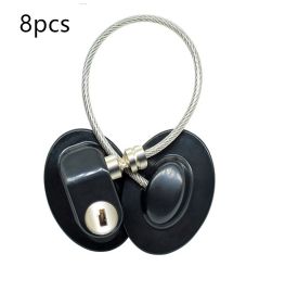 Window Security Chain Lock Window Cable Lock Restrictor Multifunctional Window Lock Door Security Guard for Baby Safety 1Pcs (Option: Black oval8pcs)