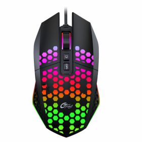 X801 Wired Mouse Hole Hollow Luminous Desktop Computer Notebook Office Game Competition 8000Dpi (Color: Black)