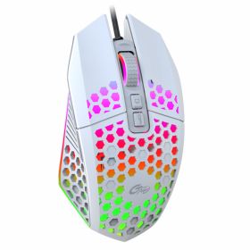 X801 Wired Mouse Hole Hollow Luminous Desktop Computer Notebook Office Game Competition 8000Dpi (Color: White)