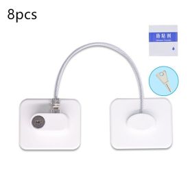 Window Security Chain Lock Window Cable Lock Restrictor Multifunctional Window Lock Door Security Guard for Baby Safety 1Pcs (Option: White Square8pcs)