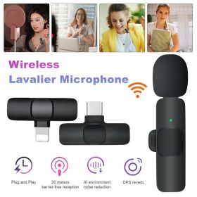 Lavalier Mini Microphone Wireless Audio Video Recording With Phone Charging Wireless Lavalier Microphone Broadcast Lapel Microphones Set Short Video R (Type: For TypeC)