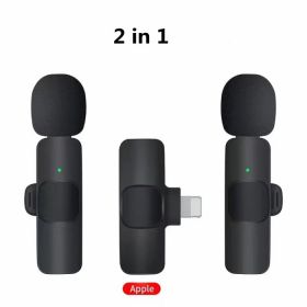 Lavalier Mini Microphone Wireless Audio Video Recording With Phone Charging Wireless Lavalier Microphone Broadcast Lapel Microphones Set Short Video R (Type: 2in1 for IOS)