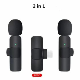 Lavalier Mini Microphone Wireless Audio Video Recording With Phone Charging Wireless Lavalier Microphone Broadcast Lapel Microphones Set Short Video R (Type: 2in1 for Type C)