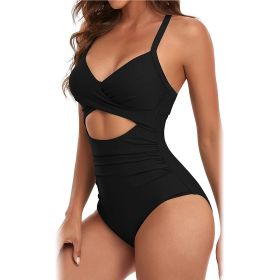 Women's One Piece Swimsuit Beachwear Swimwear Tummy Control (Color: Black, size: S)