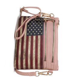 MKF Collection Alisson Vegan Leather Women FLAG Crossbody-Wristlet Bag by Mia K (Material: Vegan Leather, Color: Rose Pink)