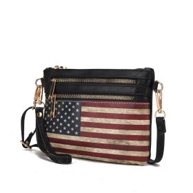 MKF Collection Alisson Vegan Leather Women FLAG Crossbody-Wristlet Bag by Mia K (Material: Vegan Leather, Color: Black)