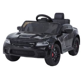 Licensed Dodge Charger12v Kids ride on car W/Parents Remote Control ,electric cart for kidsThree speed adjustable,Power display, slow startUSB,MP3 ,Bl (Color: Black)