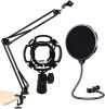 Professional Microphone Stand with Pop Filter Heavy Duty Microphone Suspension Scissor Arm Stand and Windscreen Mask Shield 5 Core RM STND 2 (with Pop