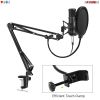 Professional Microphone Stand with Pop Filter Heavy Duty Microphone Suspension Scissor Arm Stand and Windscreen Mask Shield 5 Core RM STND 2 (with Pop