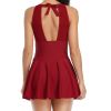 Women's One Piece Swimsuit High Neck Tummy Control Ruched Swimdress