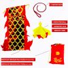 DSJUGGLING 3D Dragon Poi with 340g Weighted Ball & 1.1 Meters Swing Rope - Silk Flowy Shaking & Flinging Chinese Golden Dragon Ribbon Streamer + Trave