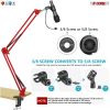 Microphone Stand Suspension Boom Scissor Arm Upgraded Studio Microphone Mic Holder Mike Stand Clamp 5 Core MS ARM R (Red)