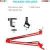 Microphone Stand Suspension Boom Scissor Arm Upgraded Studio Microphone Mic Holder Mike Stand Clamp 5 Core MS ARM R (Red)