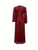 Sequined V-neck Dress, Elegant Long Sleeve Dress For Wedding Party, Women's Clothing