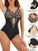 Contrast Lace Shaping Bodysuit, V Neck Sleeveless Slimming Body Shaper, Women's Underwear & Shapewear