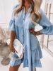 A-Line Midi Denim Dress; Ruffled Hem Denim Skirt; Casual Loose Dress