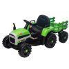 Ride on Tractor with Trailer,12V Battery Powered Electric Tractor Toy w/Remote Control,electric car for kids,Three speed adjustable,Power display, USB