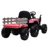 Ride on Tractor with Trailer,12V Battery Powered Electric Tractor Toy w/Remote Control,electric car for kids,Three speed adjustable,Power display, USB