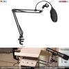 Professional Microphone Stand with Pop Filter Heavy Duty Microphone Suspension Scissor Arm Stand and Windscreen Mask Shield 5 Core RM STND 2 (with Pop