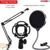 Professional Microphone Stand with Pop Filter Heavy Duty Microphone Suspension Scissor Arm Stand and Windscreen Mask Shield 5 Core RM STND 2 (with Pop