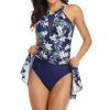 Women's One Piece Swimsuit High Neck Tummy Control Ruched Swimdress