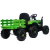 Ride on Tractor with Trailer,12V Battery Powered Electric Tractor Toy w/Remote Control,electric car for kids,Three speed adjustable,Power display, USB