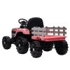 Ride on Tractor with Trailer,12V Battery Powered Electric Tractor Toy w/Remote Control,electric car for kids,Three speed adjustable,Power display, USB