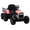 Ride on Tractor with Trailer,12V Battery Powered Electric Tractor Toy w/Remote Control,electric car for kids,Three speed adjustable,Power display, USB