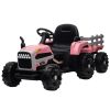 Ride on Tractor with Trailer,12V Battery Powered Electric Tractor Toy w/Remote Control,electric car for kids,Three speed adjustable,Power display, USB