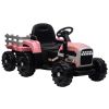 Ride on Tractor with Trailer,12V Battery Powered Electric Tractor Toy w/Remote Control,electric car for kids,Three speed adjustable,Power display, USB