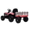 Ride on Tractor with Trailer,12V Battery Powered Electric Tractor Toy w/Remote Control,electric car for kids,Three speed adjustable,Power display, USB